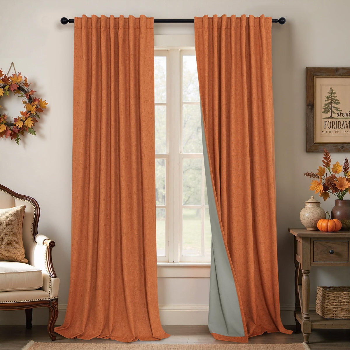 100% Blackout Curtains 84 Inch Length 2 Panels Set Neutral Boho Linen Farmhouse for Bedroom Windows Living Room Darkening Thermal Insulated Drapes Natural Cream Ivory 7ft Long Back Tab Pleated Pocket