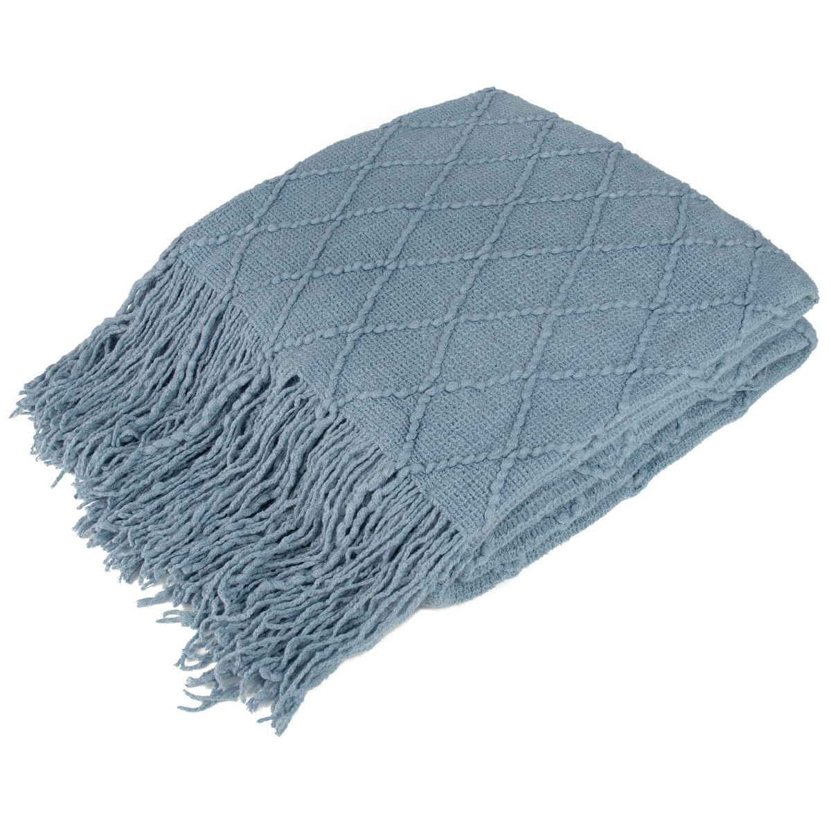 PAVILIA Tan Taupe Knit Throw Blanket, Soft Knitted Farmhouse, 50x60