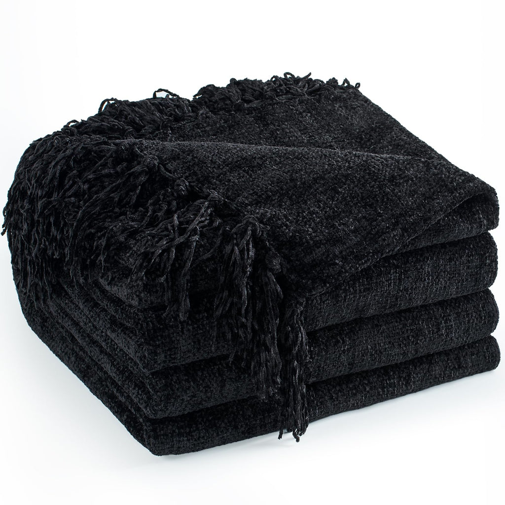 Chenille Throw Blanket for Couch 50" x 60", Olive Green