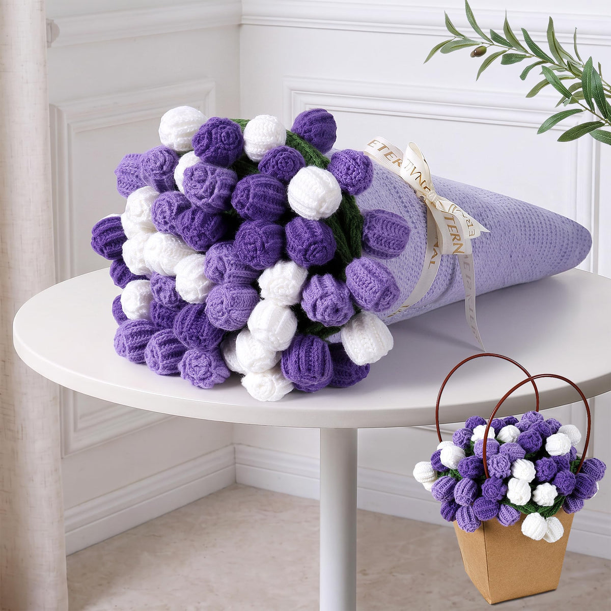 Ivydale 43inch Sunflowers Crochet Blanket Knitted Flower Bouquet Throw