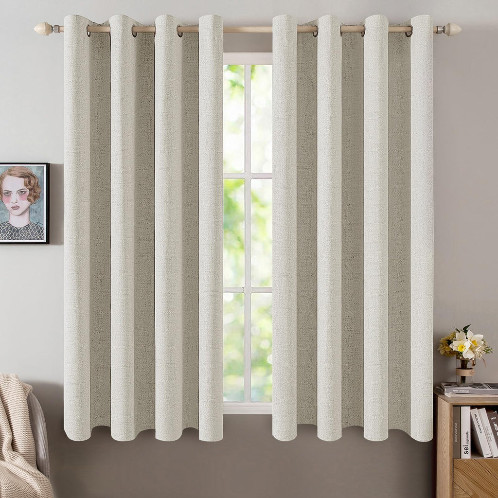 MIULEE 100% Blackout Linen Curtains for Bedroom 52x84 Inches Dusty Blue