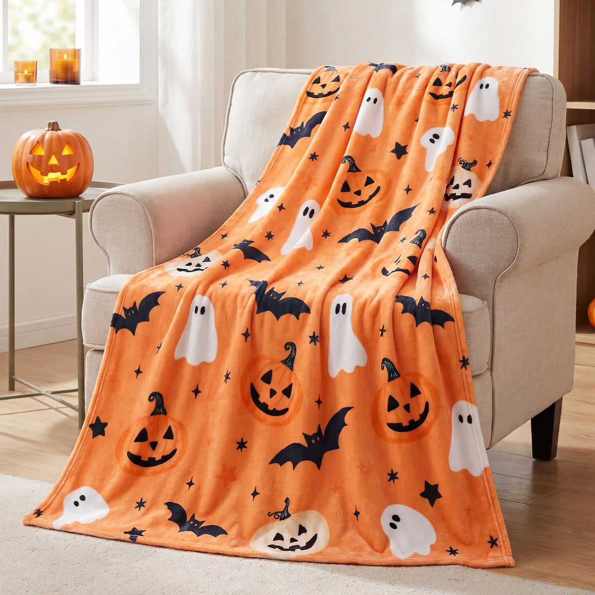 Autumn Harvest Flannel Throw Blanket, W50 x L70in