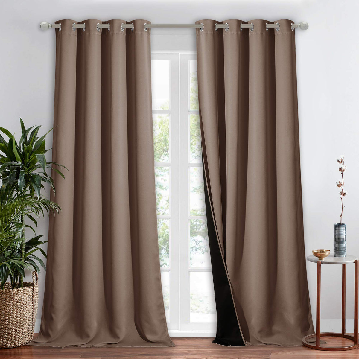 NICETOWN 100% Blackout Curtain 54 inches Long, Double-Deck Completely Blackout Window Treatment Thermal Insulated Lined Drape for Small Window (White, 1 PC, 52 inches Width Each Panel)