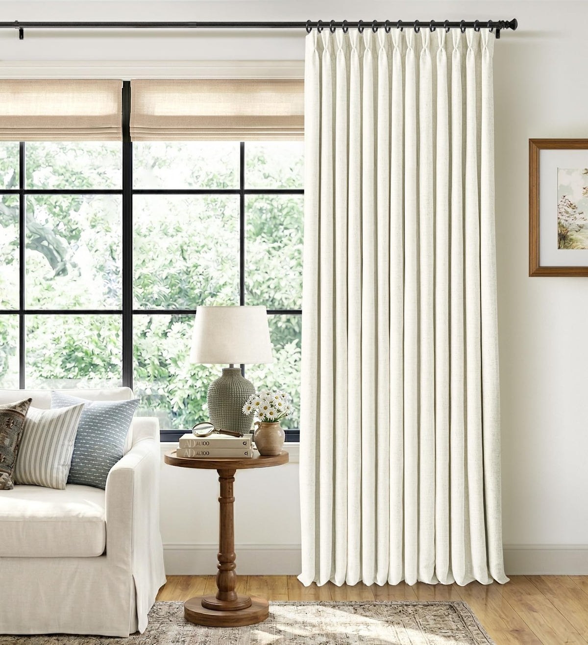 CAPALOCA Extra 70 Inch Wide Linen 100% Blackout Curtains 84 Inch Long