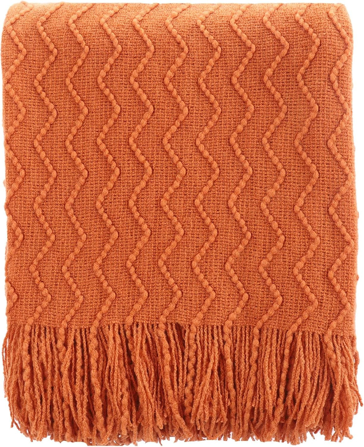 BATTILO HOME Burnt Orange Throw Blanket for Couch, Decorative Fall Throw Blanket with Tassels Halloween Throw Fall Decor, 50"x60"
