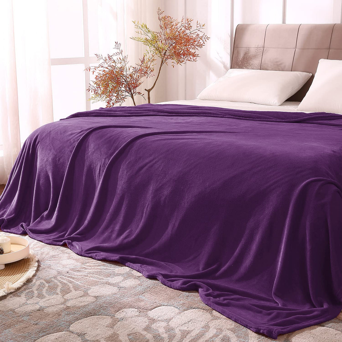 BEDELITE Fleece Blanket Soft Plush Throw for Couch Black 50"x60"