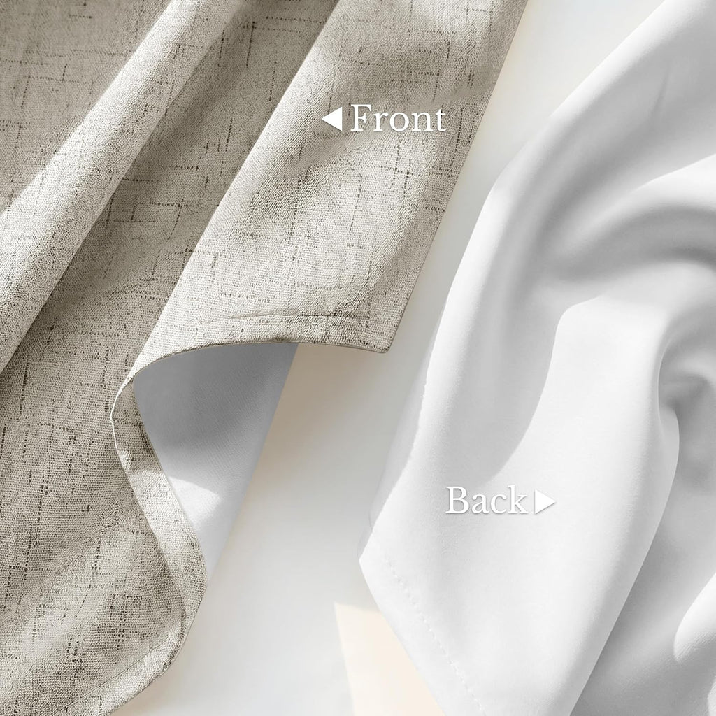 NICETOWN Beige Linen Blackout Curtains 84 Inches Long, W52xL84, 2 Panels