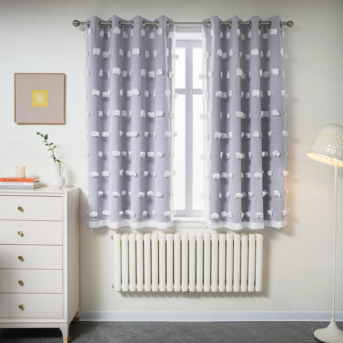 MYSKY HOME Beige Boho Curtains for Living Room 84 Inches Long Blackout Bohemian Curtains 2 Panels Beige Pom Pom Sheer Thermal Insulated Rustic Grommet Privacy Room Darkening Window Drapes 52" x 84"