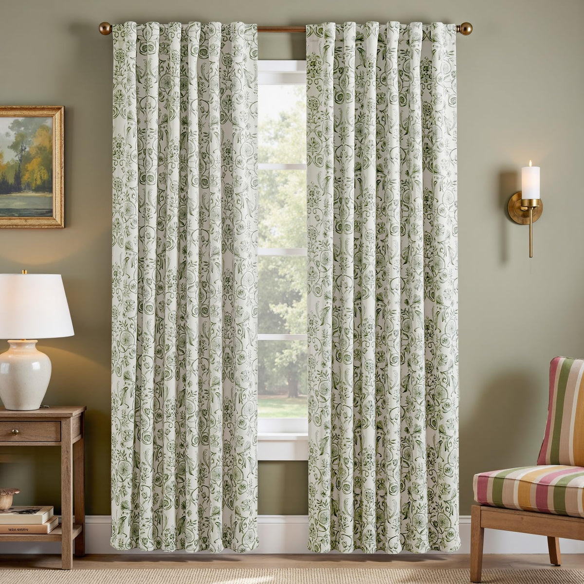 jinchan Beige Boho Floral Blackout Curtains 84 Inch Grommet 4 Panels