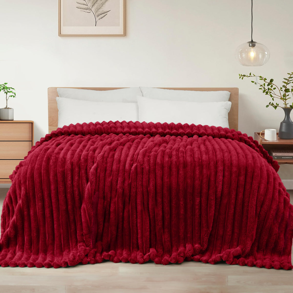 Exclusivo Mezcla Striped Fleece Throw Blanket for Couch, Sofa, Bed, 50"x60"