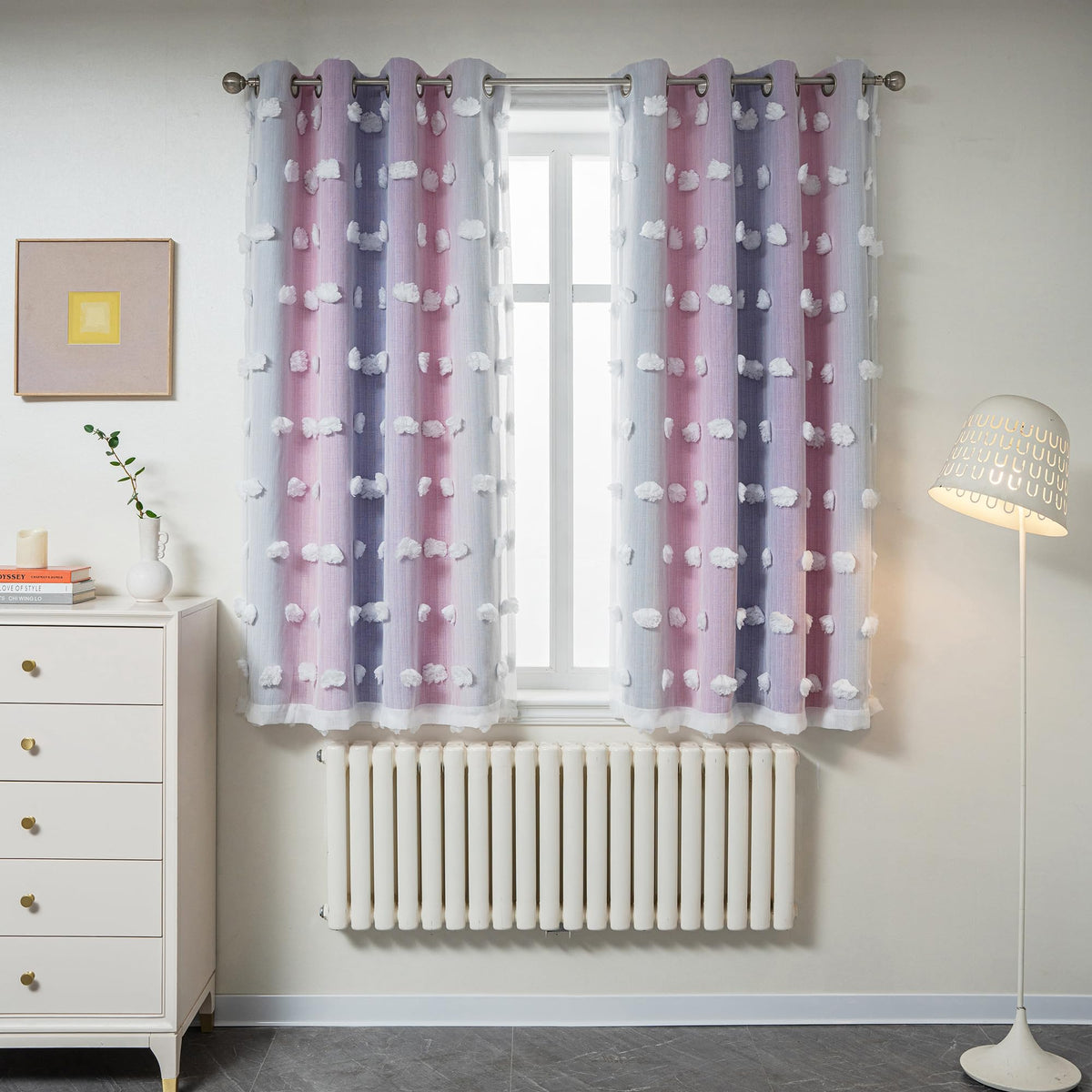 MYSKY HOME Beige Boho Curtains for Living Room 84 Inches Long Blackout Bohemian Curtains 2 Panels Beige Pom Pom Sheer Thermal Insulated Rustic Grommet Privacy Room Darkening Window Drapes 52" x 84"