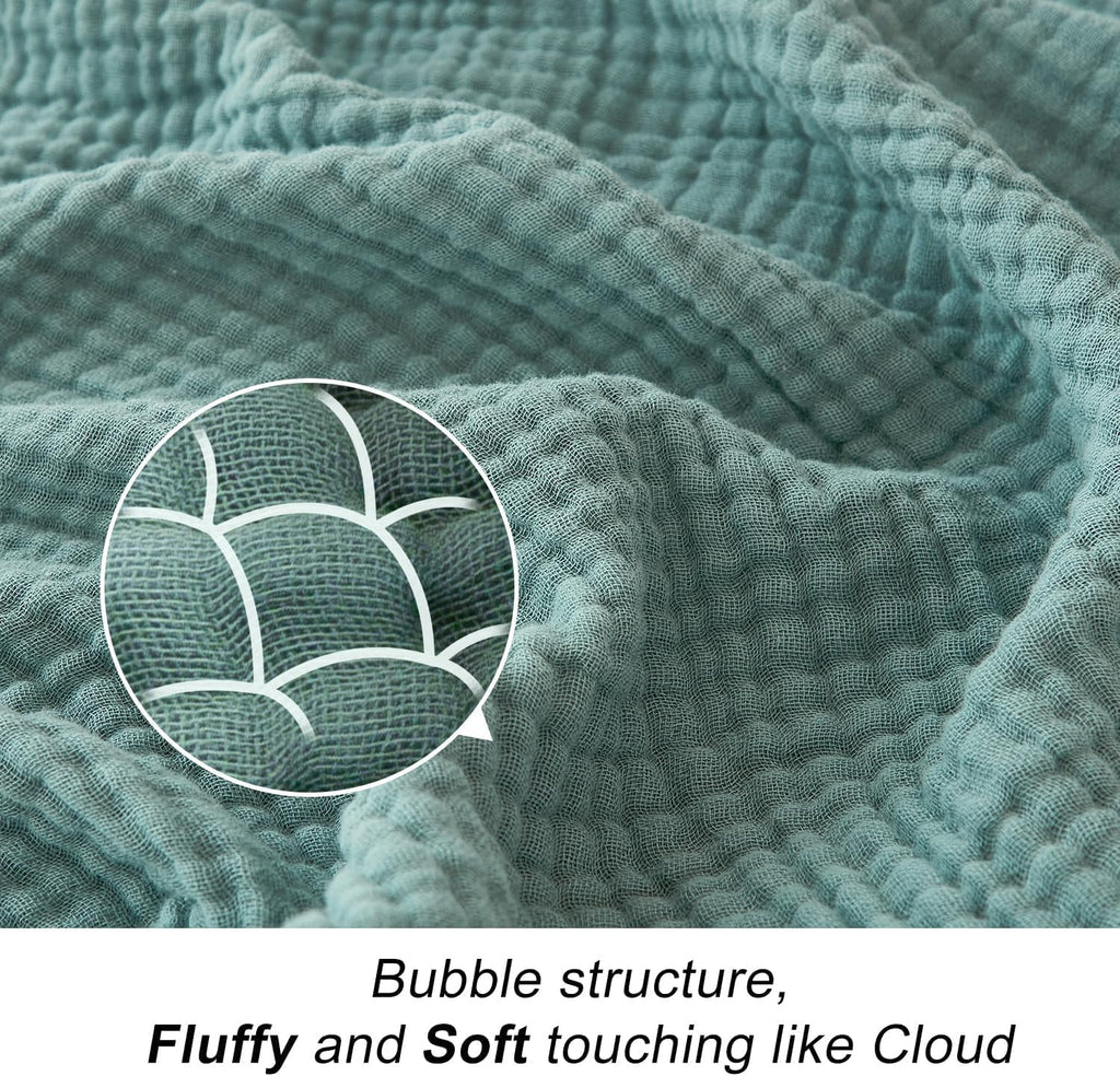 EMME Muslin Throw Blanket for Adults 100% Cotton Blankets for Couch Breathable Gauze All Season Soft and Lightweight Pre-Washed (Teal, 50"x71")