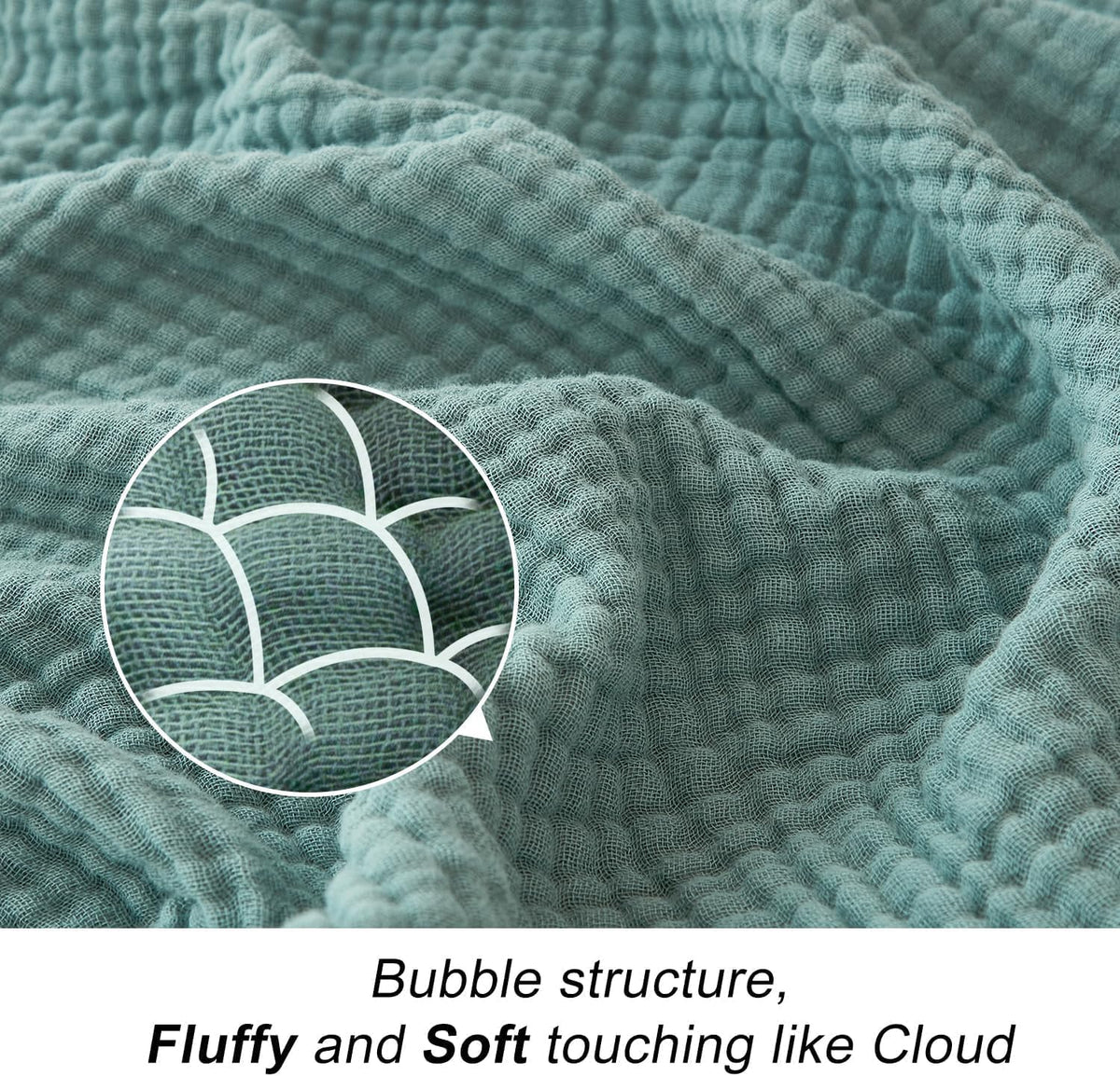 EMME Muslin Throw Blanket for Adults 100% Cotton Blankets for Couch Breathable Gauze All Season Soft and Lightweight Pre-Washed (Teal, 50"x71")