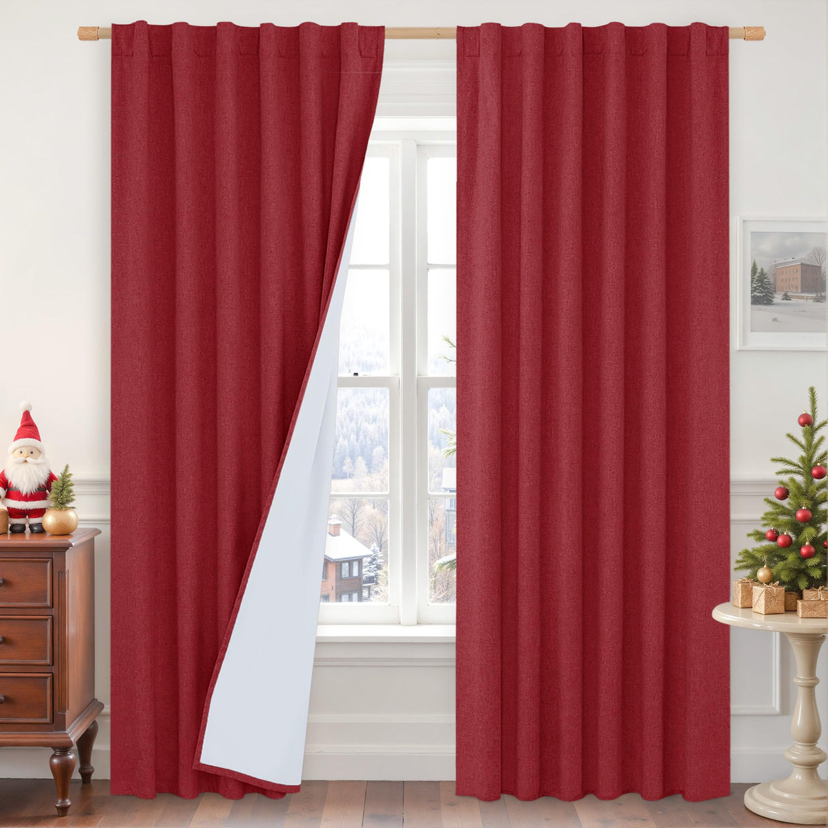 LAMIT 100% Blackout Short Linen Curtains for Cafe 40 Inch Length, Ivory