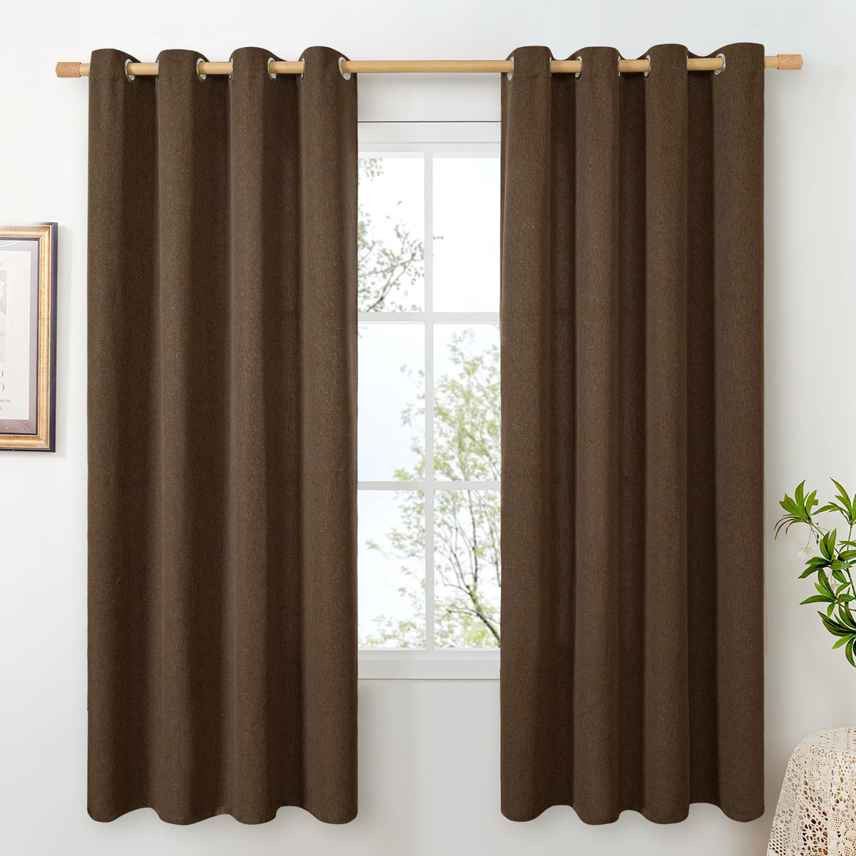 BGment Oatmeal Linen Curtains for Living Room 95 Inch Length 2 Panels Set, Privacy Drapes Light Filtering with Grommet for Farmhouse Bedroom No See Through, Each 52 Inch Wide