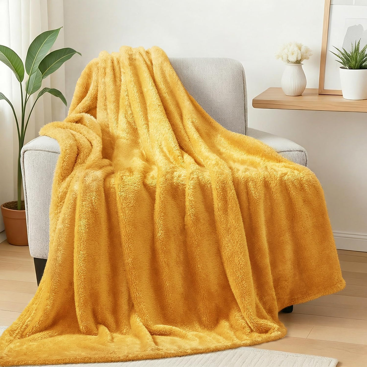 Exclusivo Mezcla Fuzzy Large Fleece Throw Blanket for Couch, Dusty Pink