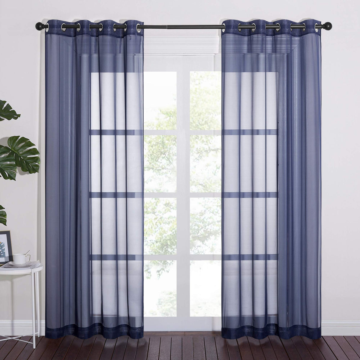 NICETOWN White Sheer Curtains & Drapes 96 inches Long for Living Room - Grommet Top Solid Lightweight & Airy Gauzy Window Treatments with Light Filtering for Bedroom, 2 Panels, W54 x L96