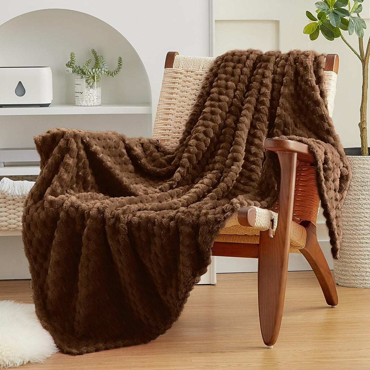 EXQ Home Turtle Shell Throw Blanket Beige for Couch Gentle Soft Fleece