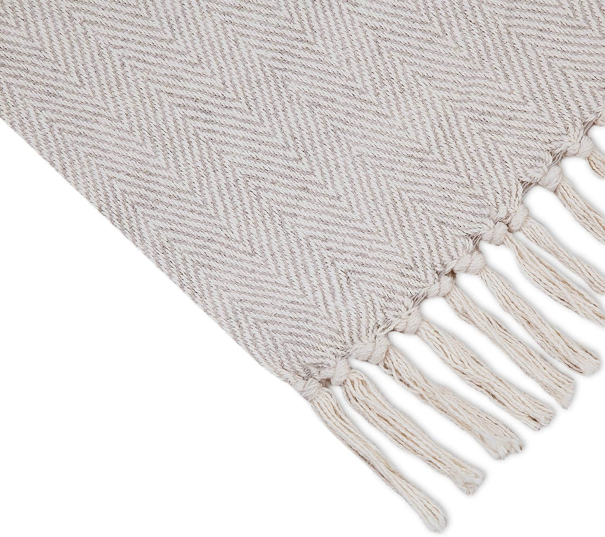 Americanflat 50x60 Throw Blanket - Soft and Breathable Cotton Throw Blanket for Couch, Bed, Chair - Decorative Blankets Perfect for Home, Office, or Outdoor Use - Cream Herringbone Design