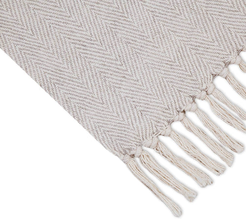 Americanflat 50x60 Throw Blanket - Soft and Breathable Cotton Throw Blanket for Couch, Bed, Chair - Decorative Blankets Perfect for Home, Office, or Outdoor Use - Cream Herringbone Design