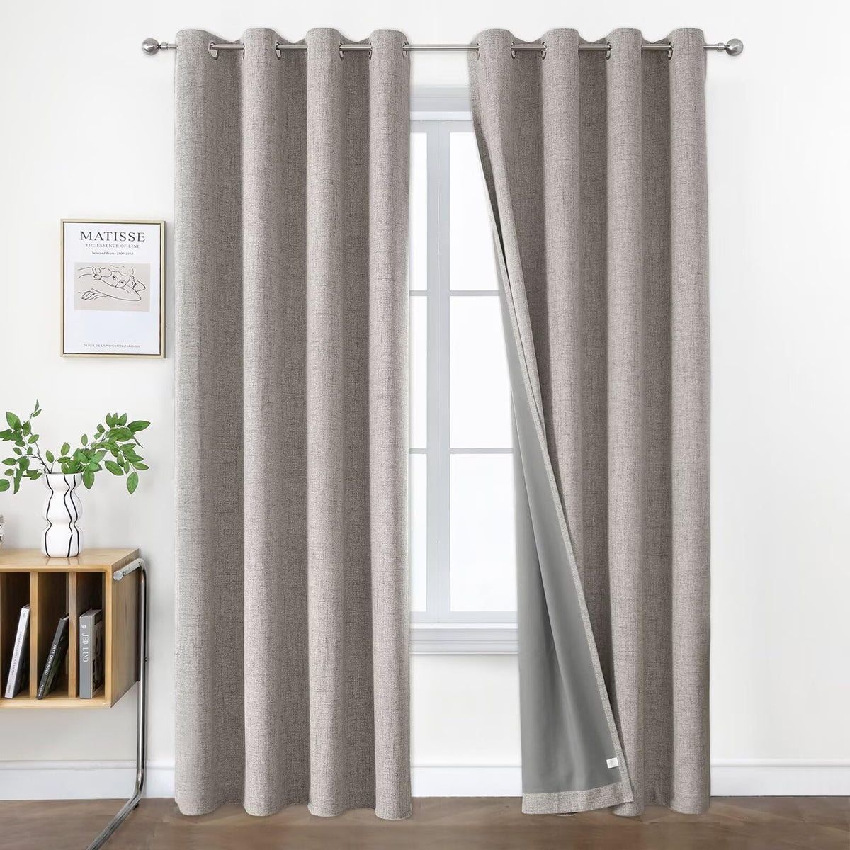 Joydeco Blackout Curtains 84 Inch Long, Linen Black Out Curtains for Bedroom 2 Panels with Grommet, Thermal Insulated, Noise Reducing Room Darkening Drapes Privacy Protection for Living Room Window