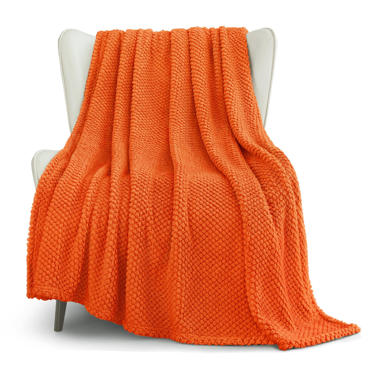 Whale Flotilla Extra Large Fuzzy Fleece Throw Blanket for Couch, 50x70 Inch Fluffy Warm Soft Jacquard Blankets for All Season, Lightweight and Cozy, Ivory