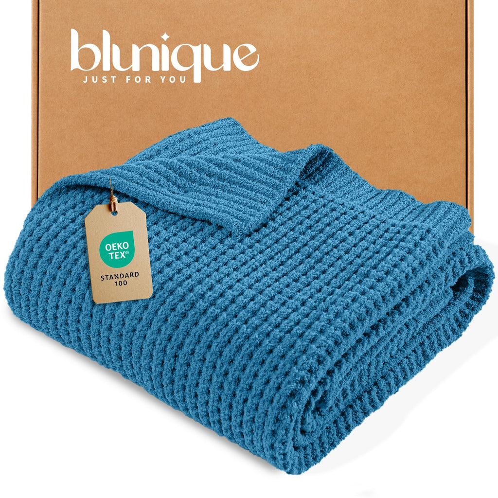 Waffle Knit Throw Blanket for Couch, Soft Cozy Chunky Knit Thick Knitted Blanket for Sofa, Bed, Gift for Women Girls Home Decor (Sage, Throw 50"x60")