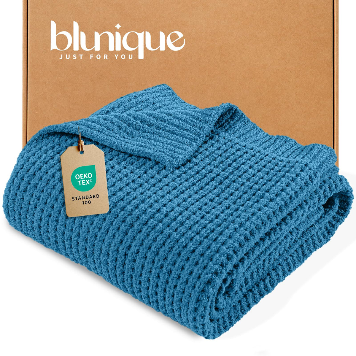 Waffle Knit Throw Blanket for Couch, Soft Cozy Chunky Knit Thick Knitted Blanket for Sofa, Bed, Gift for Women Girls Home Decor (Sage, Throw 50"x60")