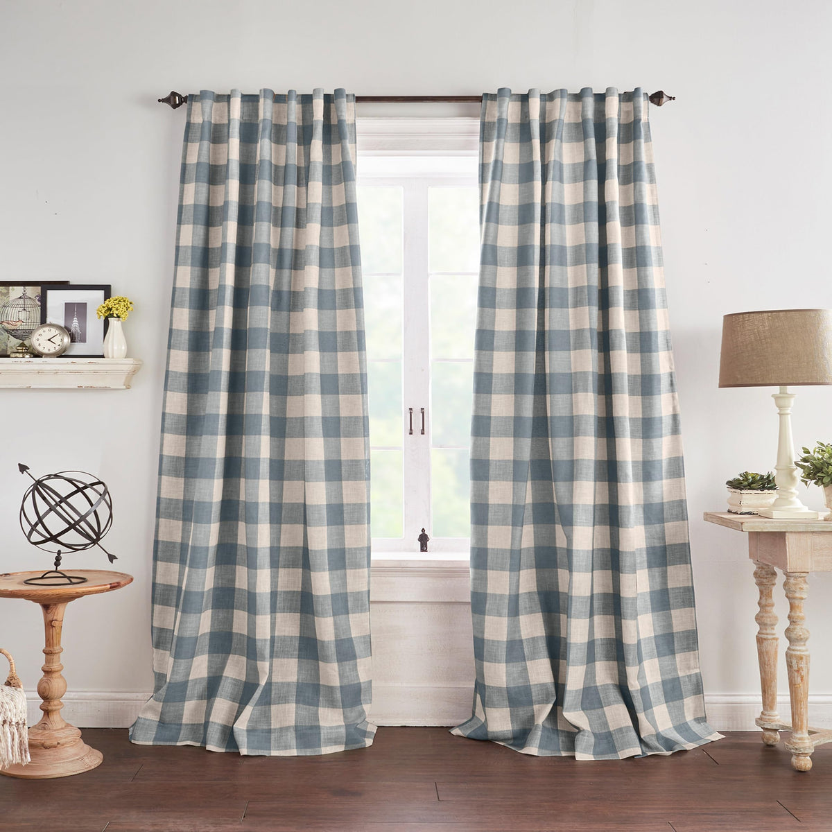 Grainger Buffalo Check Blackout Window Curtain, Linen - 52" W x 84" L