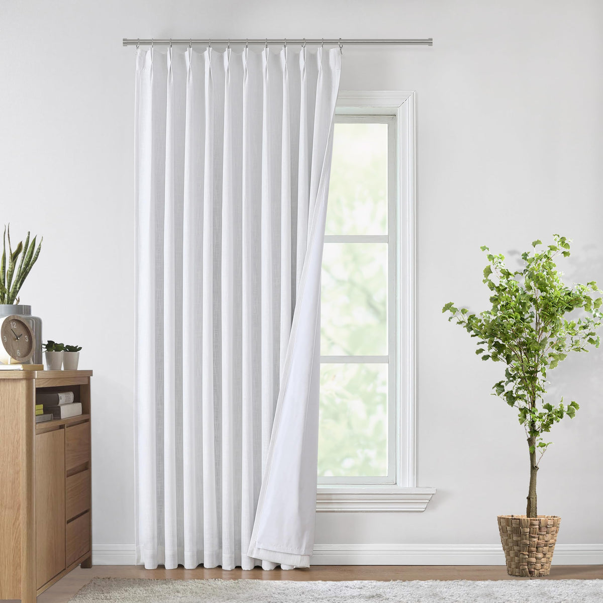 Vision Home Pinch Pleated Full Blackout Curtains Linen Blended Room Darkening Window Curtains 84 inch for Living Room Bedroom Thermal Insulated Pinch Pleat Drapes with Hooks 2 Panel 40"Wx84"L,Blue Fog