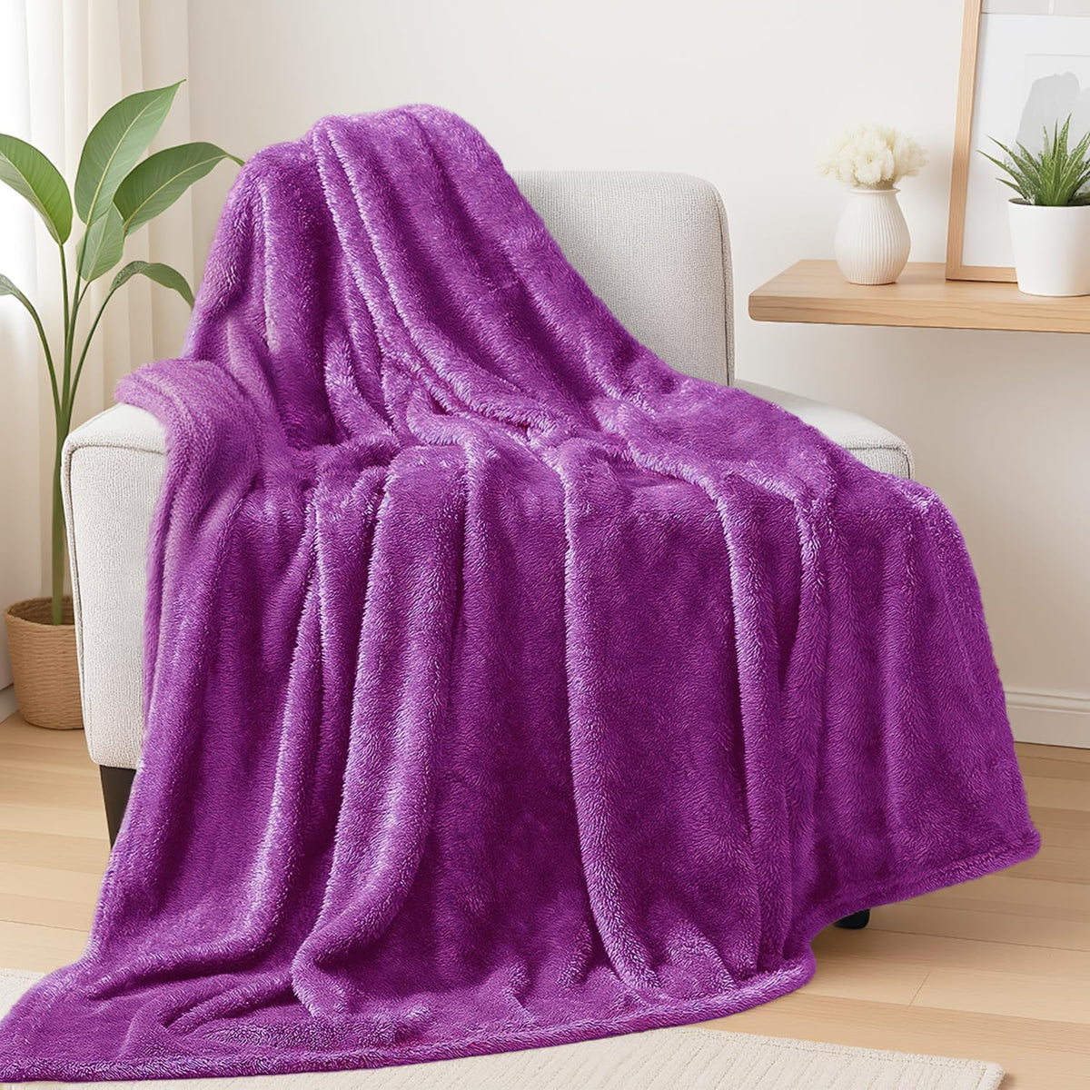 Exclusivo Mezcla Fuzzy Large Fleece Throw Blanket for Couch, Dusty Pink