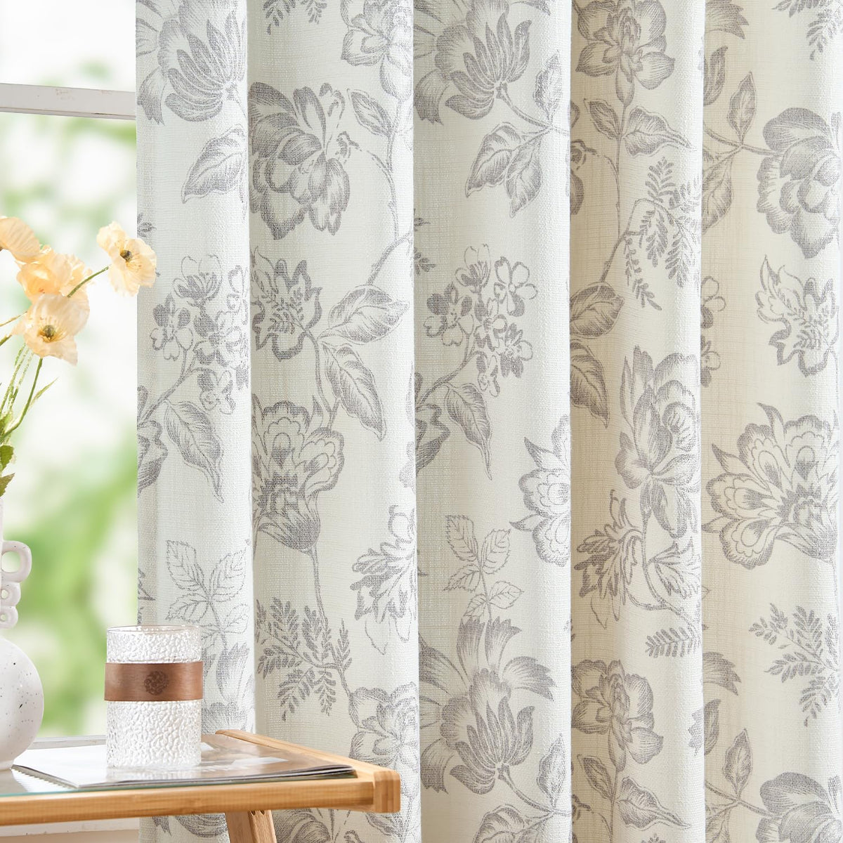 jinchan Burlap Look Curtains Blackout Curtains for Bedroom Lined Linen Textured Look Drapes for Living Room 84 Inches Long French Country Farmhouse Window 2 Panels Tan Drapes