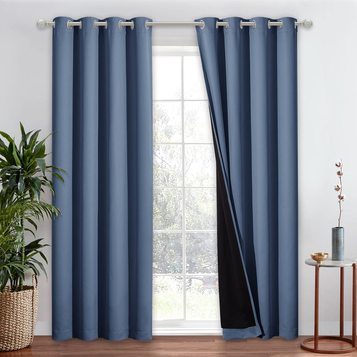 NICETOWN 100% Blackout Curtain 54 inches Long, Double-Deck Completely Blackout Window Treatment Thermal Insulated Lined Drape for Small Window (White, 1 PC, 52 inches Width Each Panel)