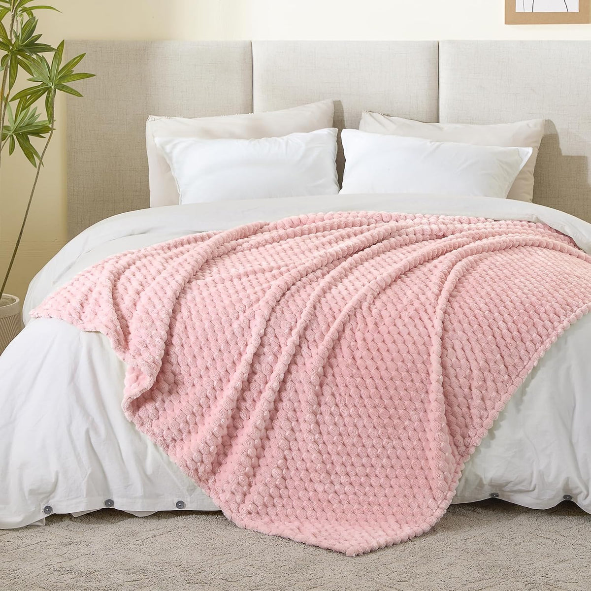BEDELITE Pink Throw Blanket for Couch, Soft Cozy Gifts for Women, 50 * 60