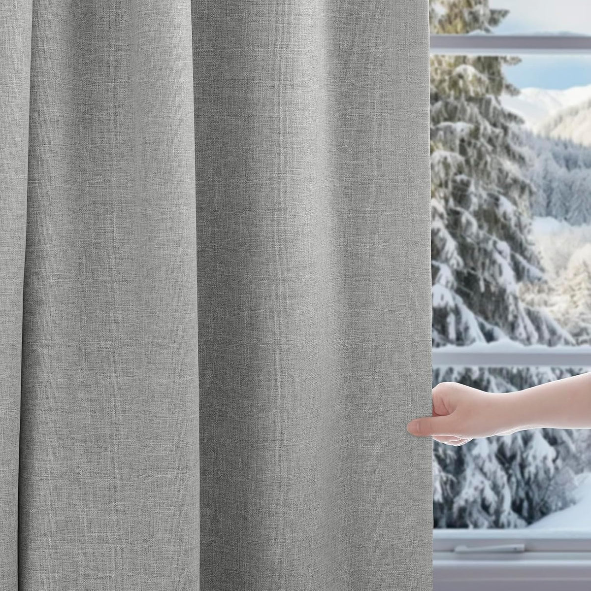 Linen 100% Blockout Curtains Pinch Pleated, 60W x 72L, 1 Panel