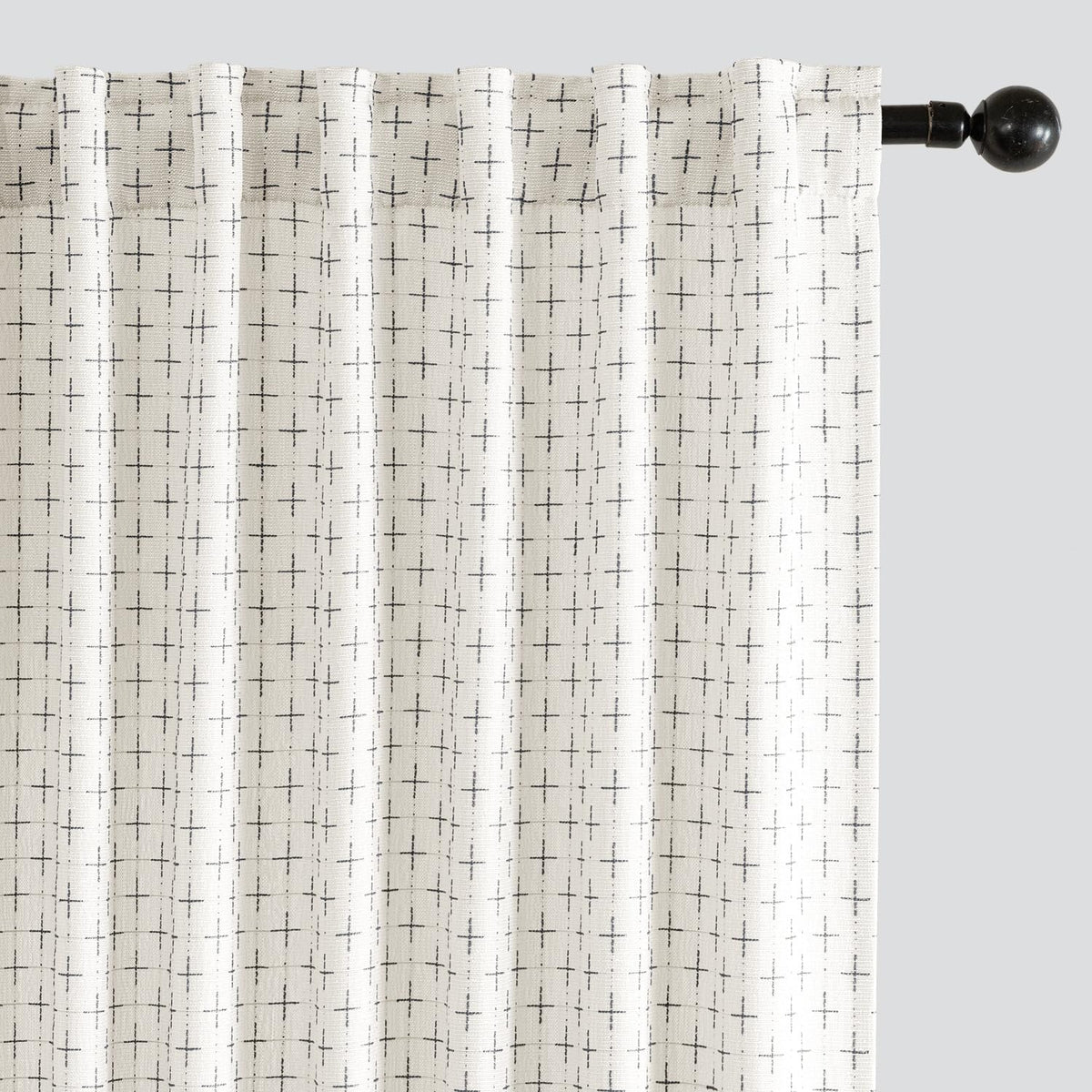 MIULEE Patterned Farmhouse Linen Curtains, Back Tab, 52Wx84L, Blue