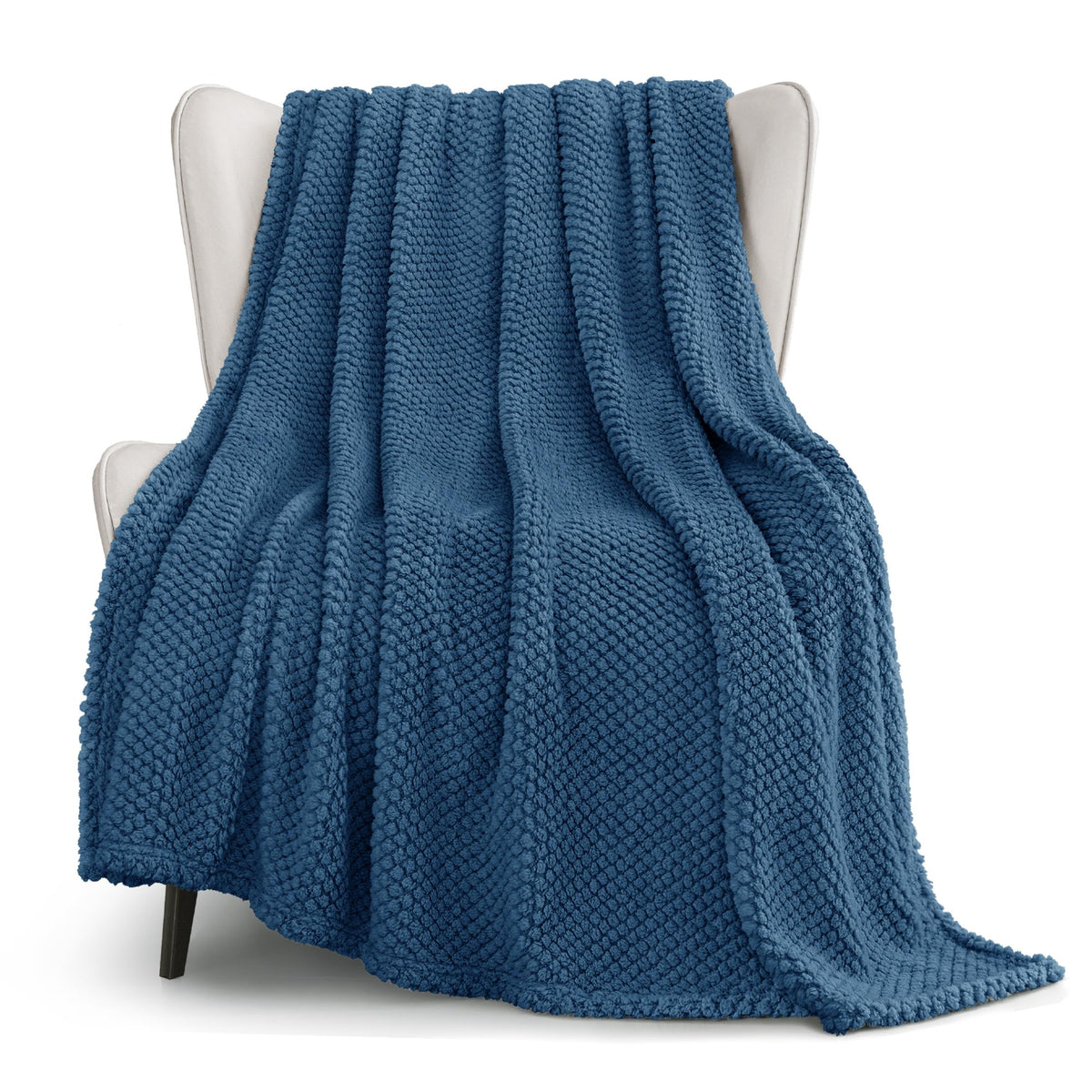 Whale Flotilla Extra Large Fuzzy Fleece Throw Blanket for Couch, 50x70 Inch Fluffy Warm Soft Jacquard Blankets for All Season, Lightweight and Cozy, Ivory