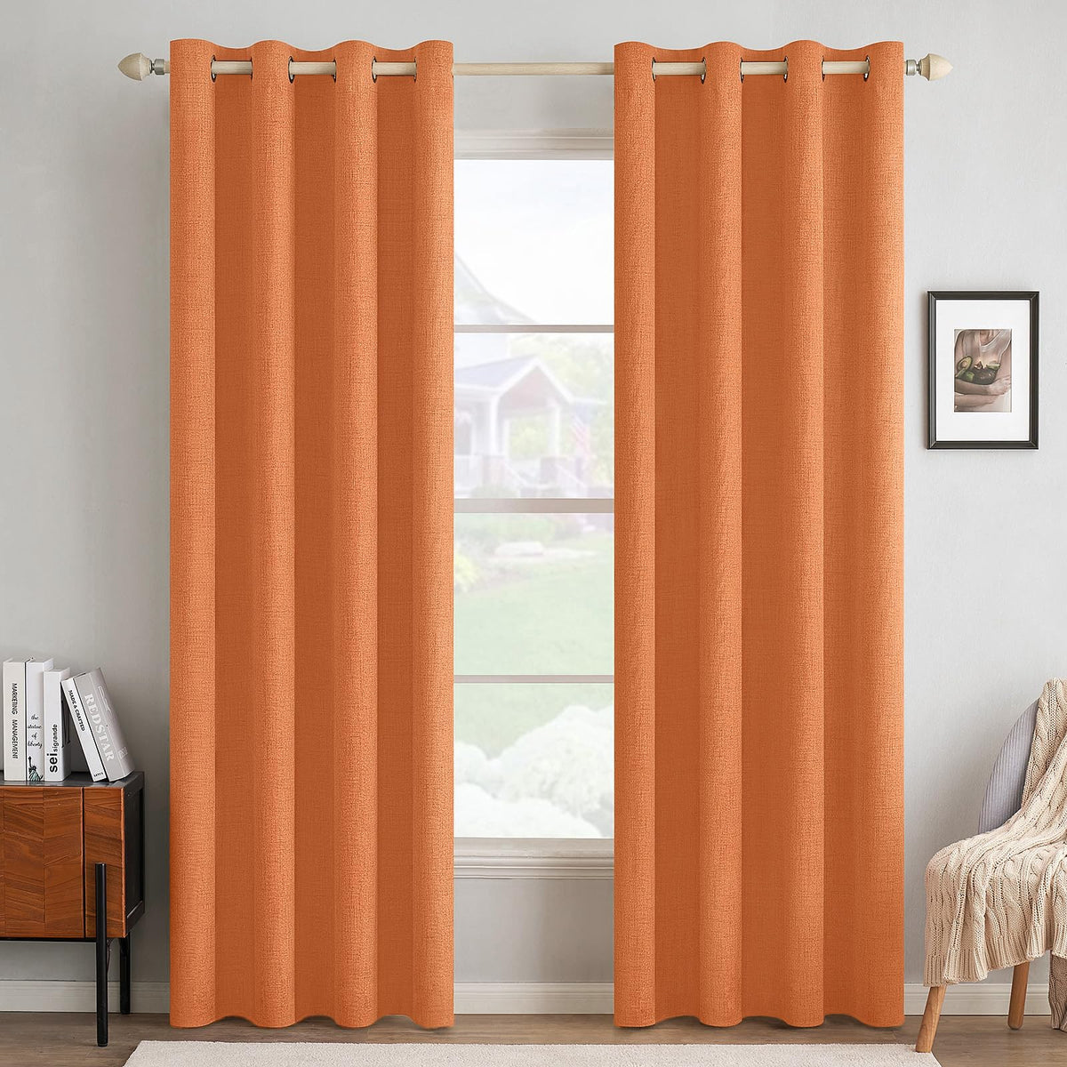 MIULEE 100% Blackout Linen Curtains for Bedroom 52x84 Inches Dusty Blue