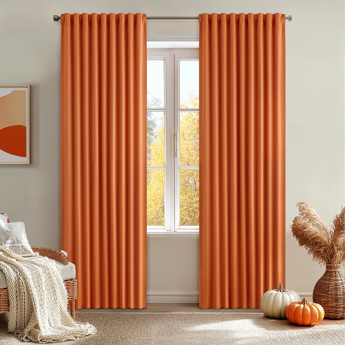 MIULEE 2 Panels Set Black Back Tab Blackout Curtains 52x96 Inch Long