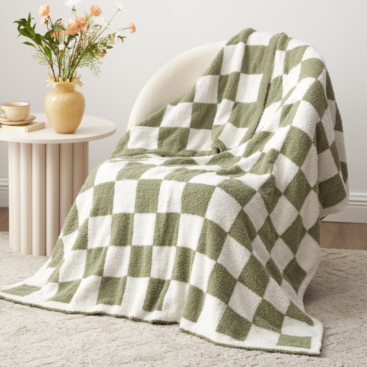 EXQ Home Turtle Shell Throw Blanket Beige for Couch Gentle Soft Fleece