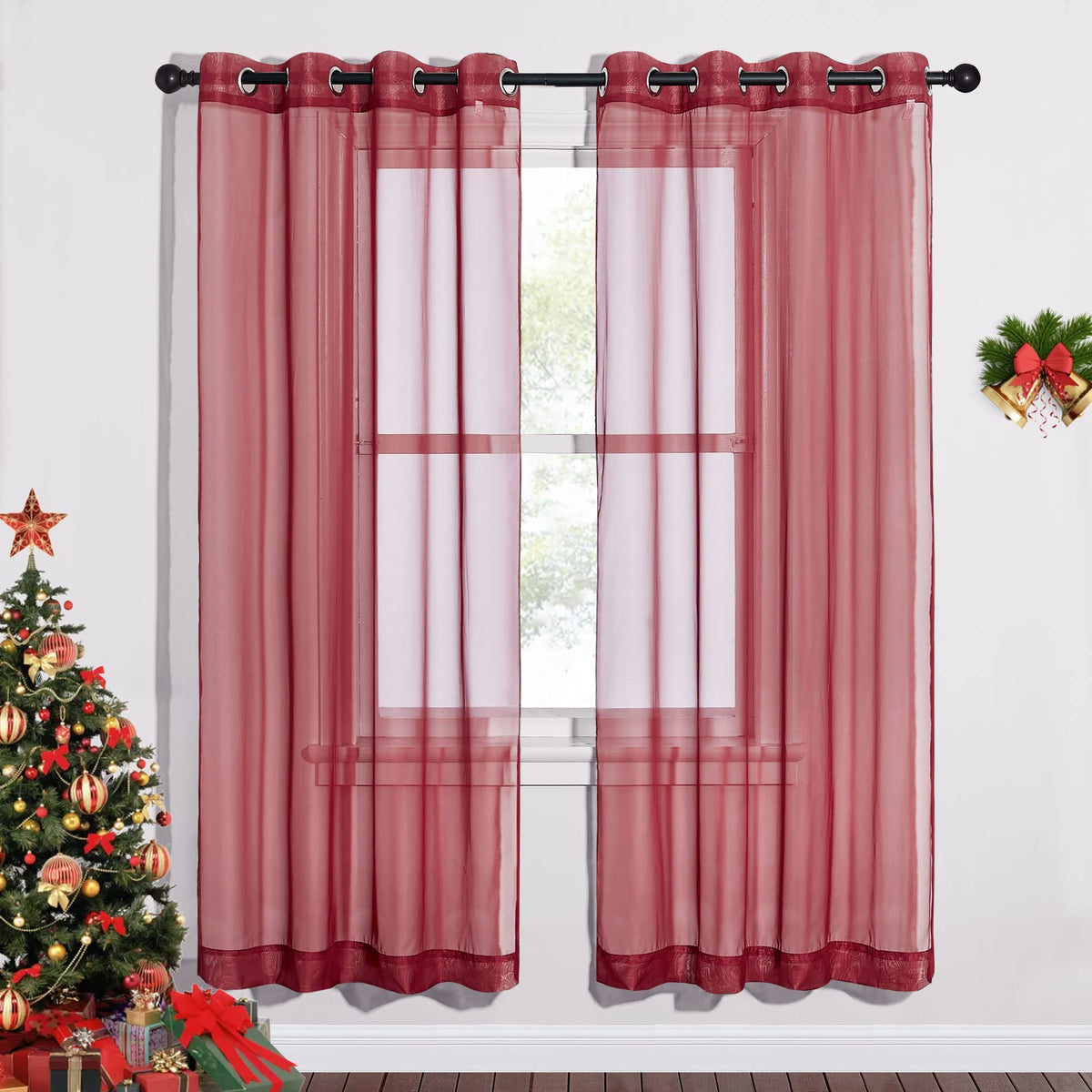 NICETOWN White Sheer Curtains & Drapes 96 inches Long for Living Room - Grommet Top Solid Lightweight & Airy Gauzy Window Treatments with Light Filtering for Bedroom, 2 Panels, W54 x L96