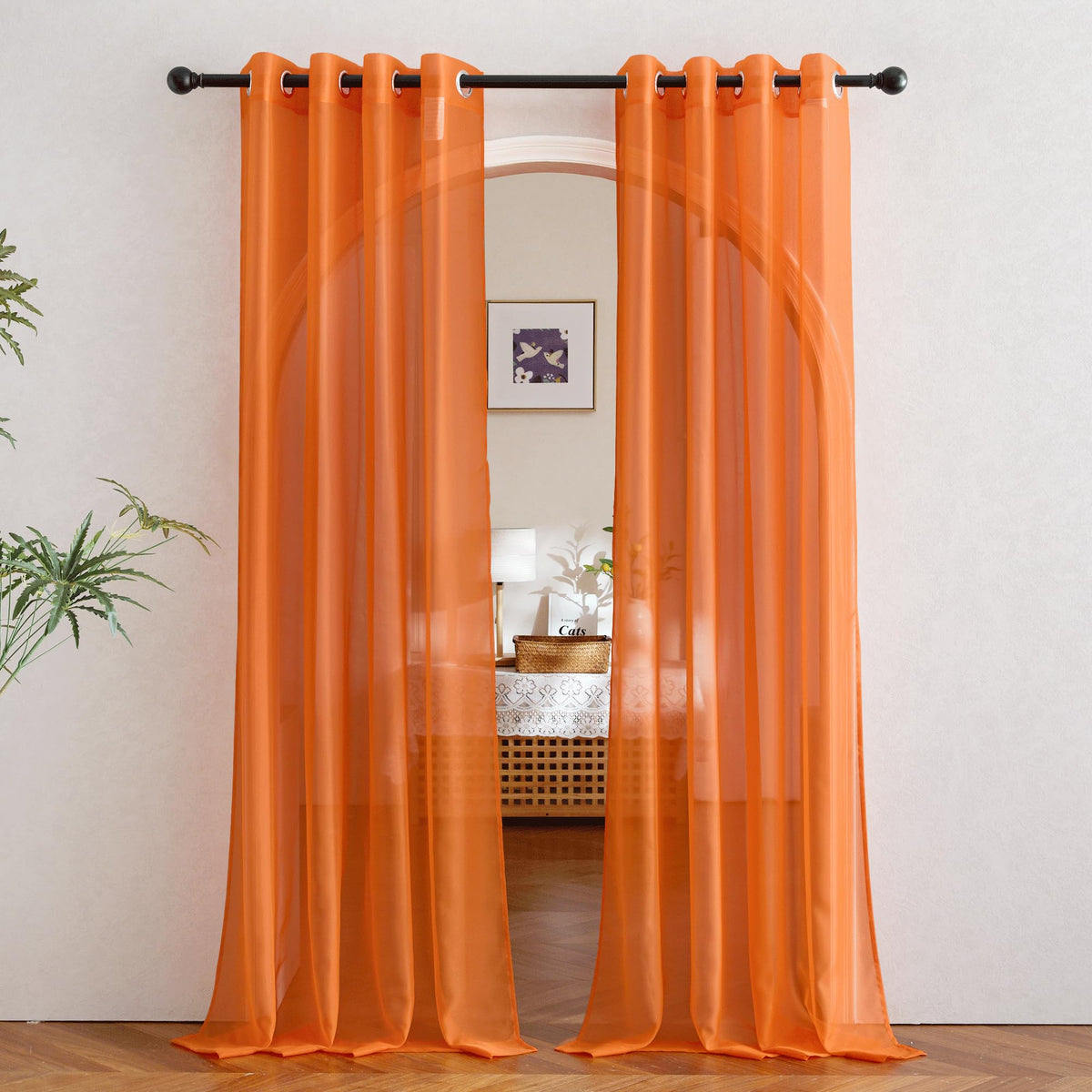 NICETOWN White Sheer Curtains & Drapes 96 inches Long for Living Room - Grommet Top Solid Lightweight & Airy Gauzy Window Treatments with Light Filtering for Bedroom, 2 Panels, W54 x L96