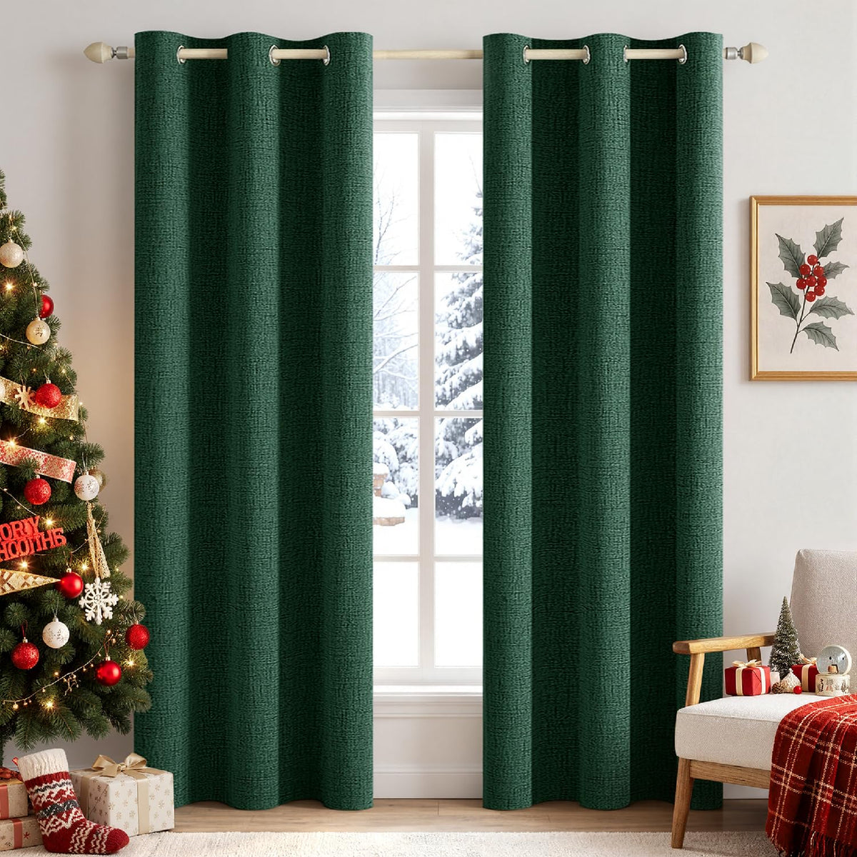MIULEE 100% Blackout Linen Curtains for Bedroom 52x84 Inches Natural Beige