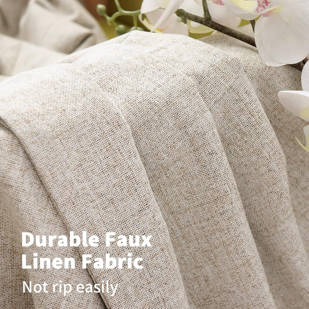 YoungsTex Linen Blackout Curtains 63 Inch Length Bedroom Beige Darkening