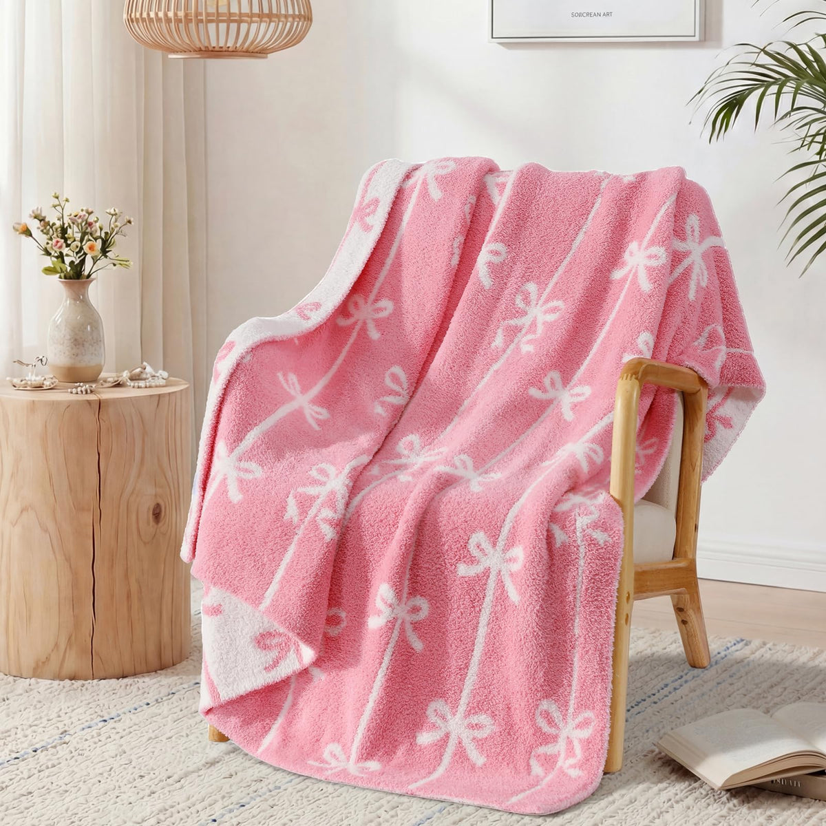 WRENSONGE Soft Checkered Throw Blanket for Couch-Cozy Warm Knitted Blankets