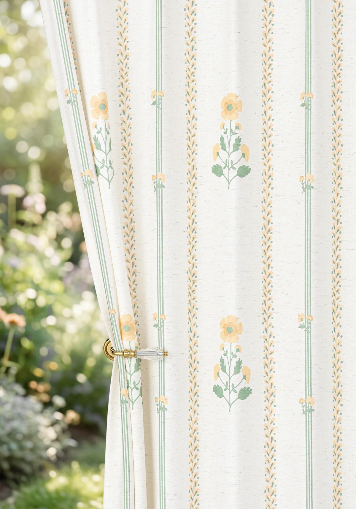 Pinch Pleated Curtains for Living Room Bedroom Dining Room - 84 Inches Light Filtering Floral Curtains Luxury Linen Drapes Farmhouse Window Curtains with Hooks - 2 Panels Set, 40" W x 84" L