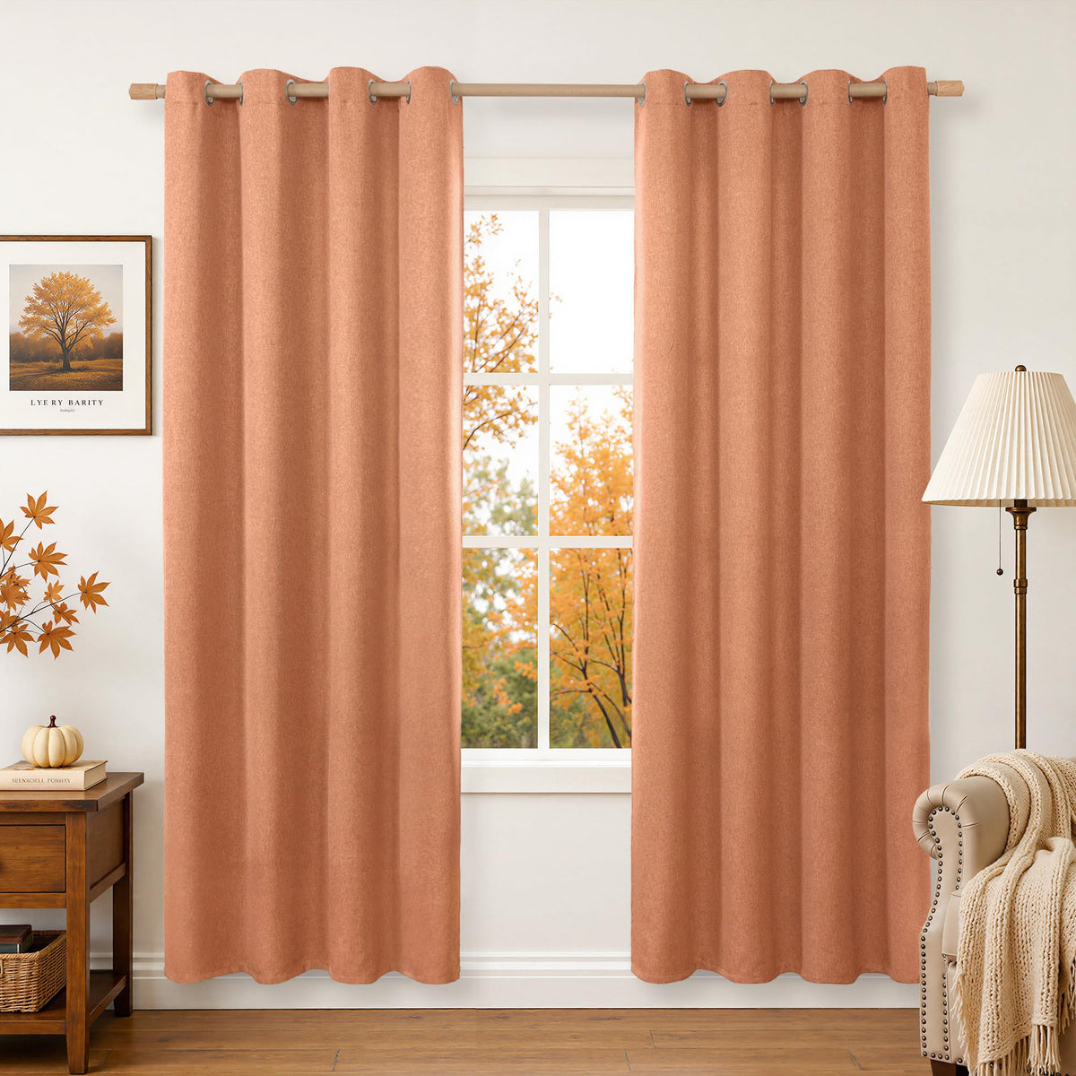BGment Oatmeal Linen Curtains for Living Room 95 Inch Length 2 Panels Set, Privacy Drapes Light Filtering with Grommet for Farmhouse Bedroom No See Through, Each 52 Inch Wide