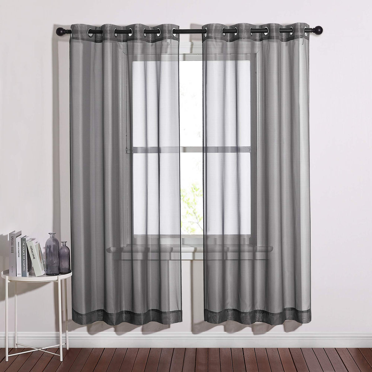 NICETOWN White Sheer Curtains & Drapes 96 inches Long for Living Room - Grommet Top Solid Lightweight & Airy Gauzy Window Treatments with Light Filtering for Bedroom, 2 Panels, W54 x L96