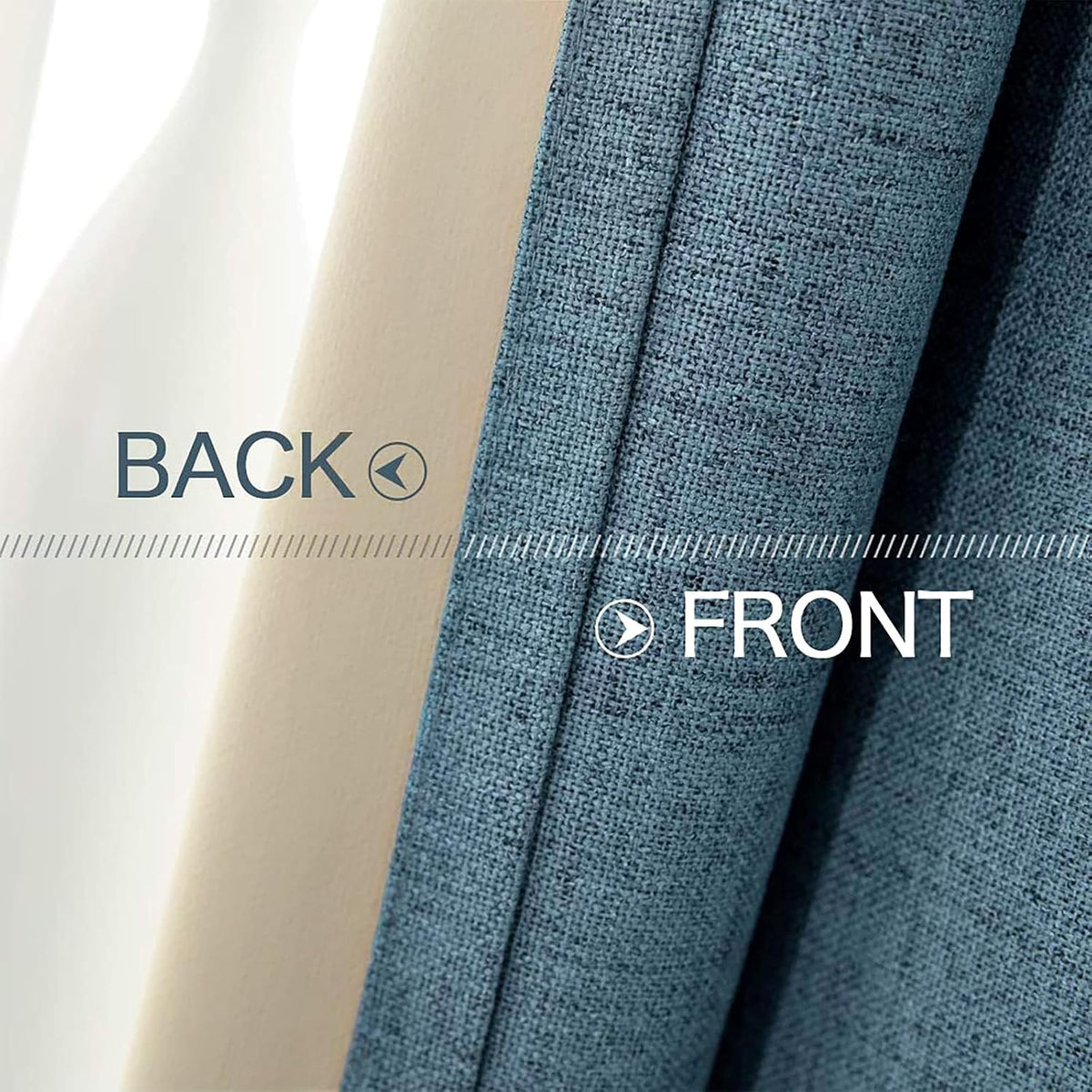 MIULEE 100% Blackout Linen Curtains for Bedroom 52x84 Inches Dusty Blue