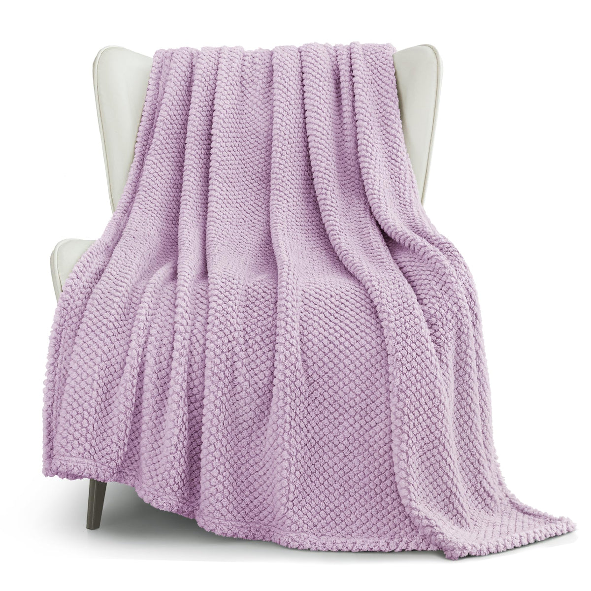 Whale Flotilla Extra Large Fuzzy Fleece Throw Blanket for Couch, 50x70 Inch Fluffy Warm Soft Jacquard Blankets for All Season, Lightweight and Cozy, Ivory